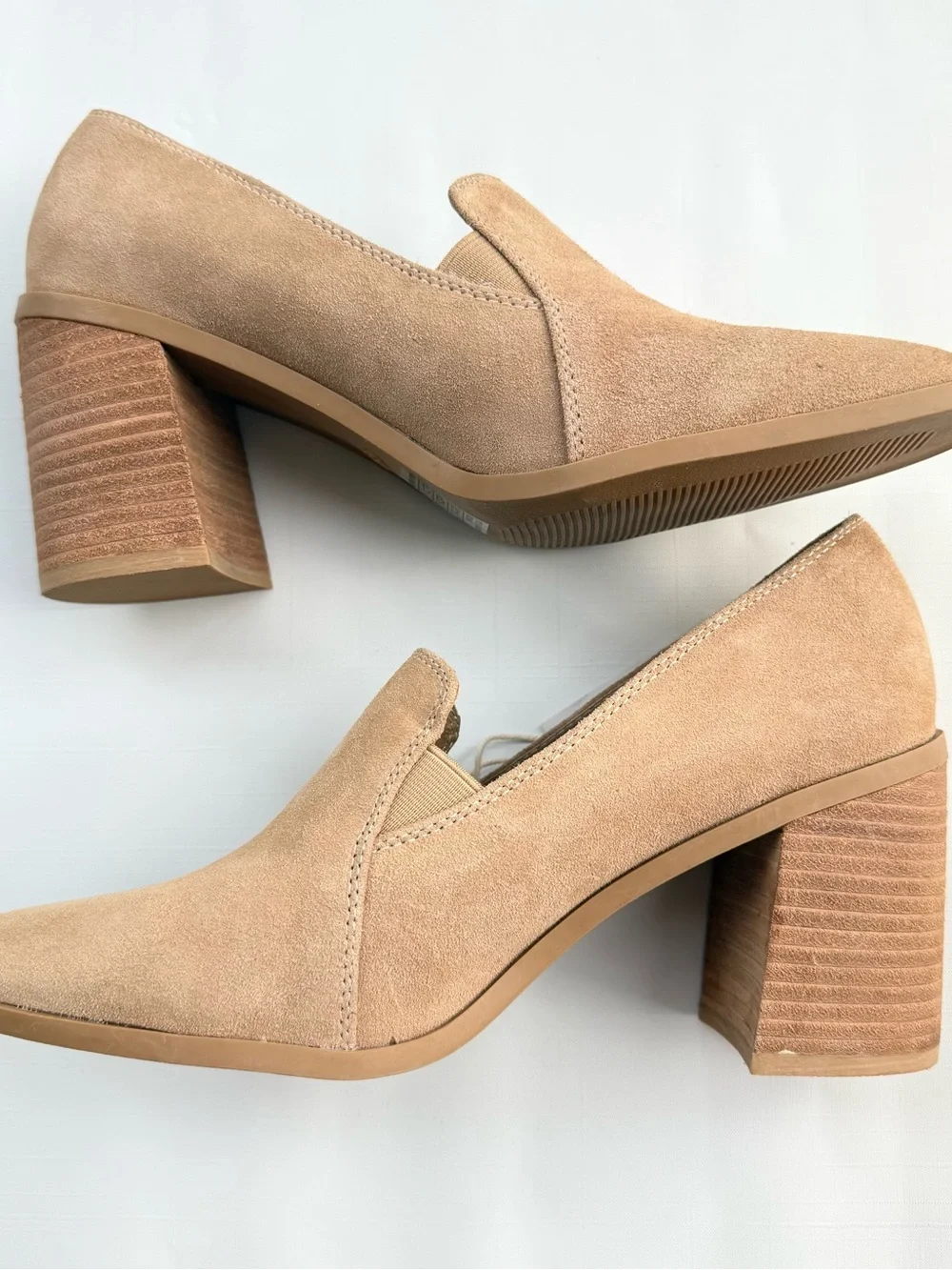 JOIE Wevenly Tan Suede Block Heel Loafer Pumps Size 8